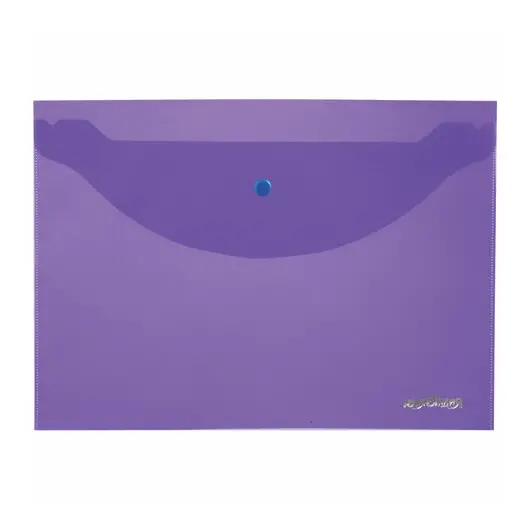 Папка-конверт с кнопкой ЮНЛАНДИЯ, А4, до 100 листов, прозрачная, фиолетовая, 0,18 мм, 228669, фото 2