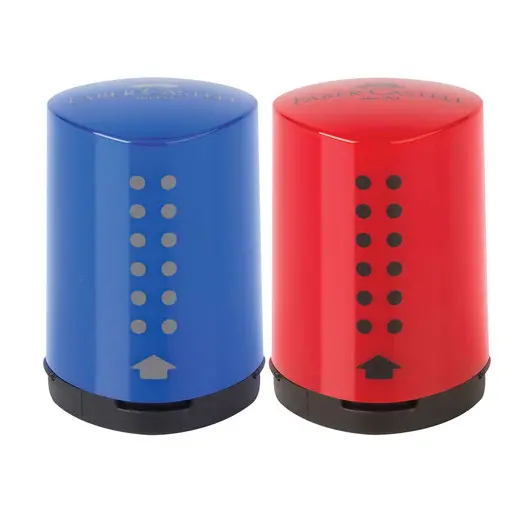 Точилка FABER-CASTELL &quot;Grip 2001 Mini&quot;, с контейнером, пластиковая, красная/синяя, 183710, фото 1