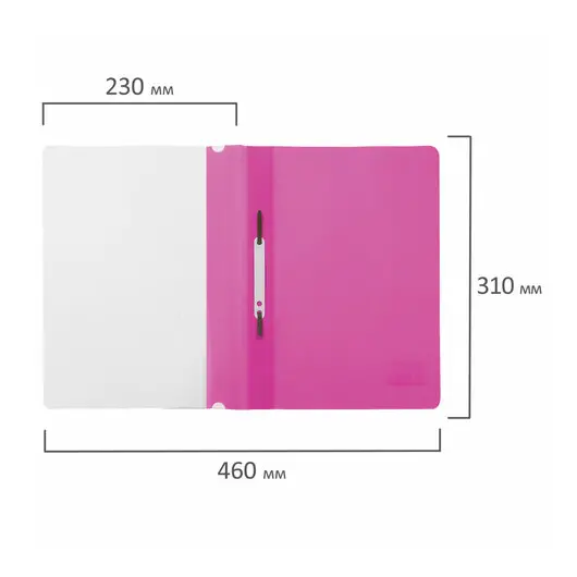 Скоросшиватель пластиковый BRAUBERG, А4, 130/180 мкм, розовый, 228672, фото 9