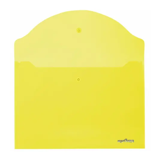 Папка-конверт с кнопкой ЮНЛАНДИЯ, А4, до 100 листов, прозрачная, желтая, 0,18 мм, 228668, фото 3