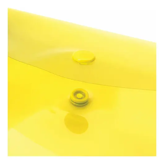 Папка-конверт с кнопкой BRAUBERG, А4, до 100 листов, прозрачная, желтая, 0,15 мм, 228670, фото 4