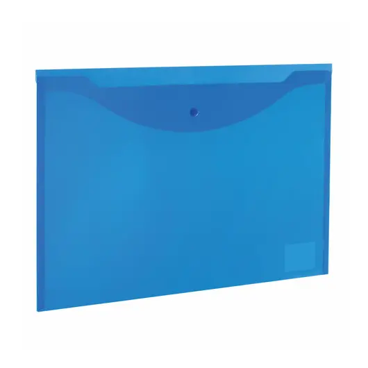 Папка-конверт с кнопкой БОЛЬШОГО ФОРМАТА (300х430 мм), А3, прозрачная, синяя, 0,15 мм, STAFF, 228666, фото 1