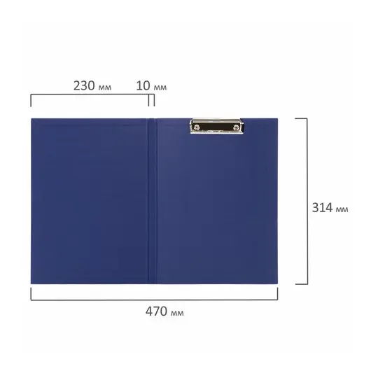 Папка-планшет STAFF, А4 (230х314 мм), с прижимом и крышкой, картон/бумвинил, синяя, 229054, фото 8