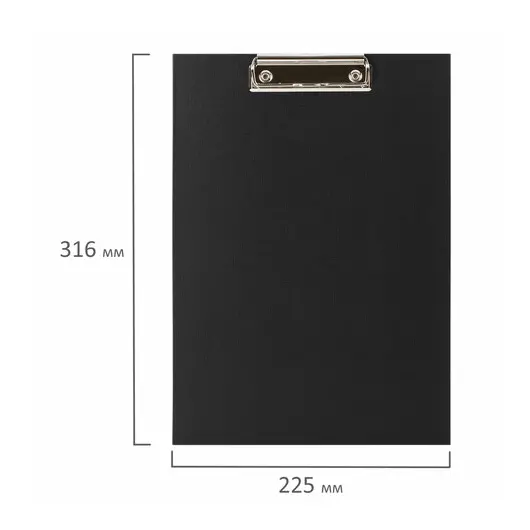 Доска-планшет STAFF с прижимом А4 (225х316 мм), картон/бумвинил, черная, 229051, фото 6