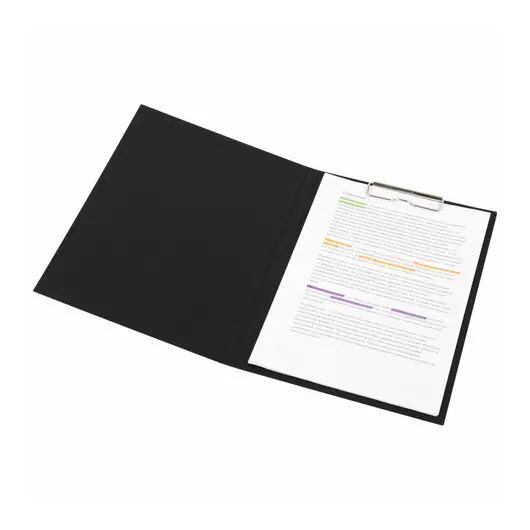Папка-планшет STAFF, А4 (230х314 мм), с прижимом и крышкой, картон/бумвинил, черная, 229053, фото 6