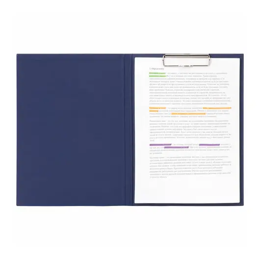 Папка-планшет STAFF, А4 (230х314 мм), с прижимом и крышкой, картон/бумвинил, синяя, 229054, фото 7