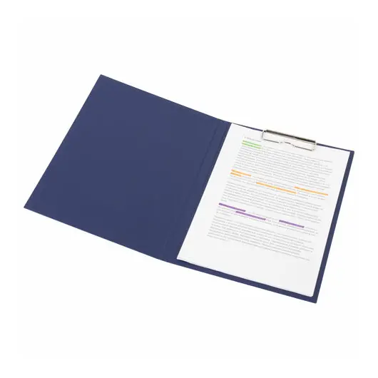 Папка-планшет STAFF, А4 (230х314 мм), с прижимом и крышкой, картон/бумвинил, синяя, 229054, фото 6