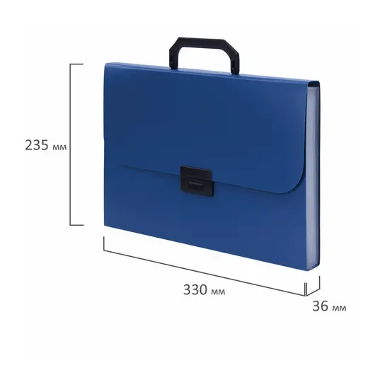 Портфель пластиковый STAFF А4 (330х235х36 мм), 7 отделений, индексные ярлыки, синий, 229242, фото 9