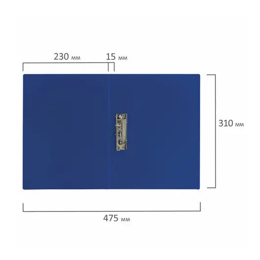 Папка с боковым металлическим прижимом STAFF, синяя, до 100 листов, 0,5 мм, 229232, фото 8