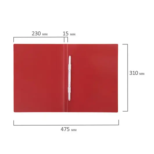 Папка с пластиковым скоросшивателем STAFF, красная, до 100 листов, 0,5 мм, 229229, фото 9