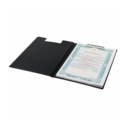Папка-планшет STAFF, А4 (310х230 мм), с прижимом и крышкой, пластик, черная, 0,5 мм, 229221, фото 7