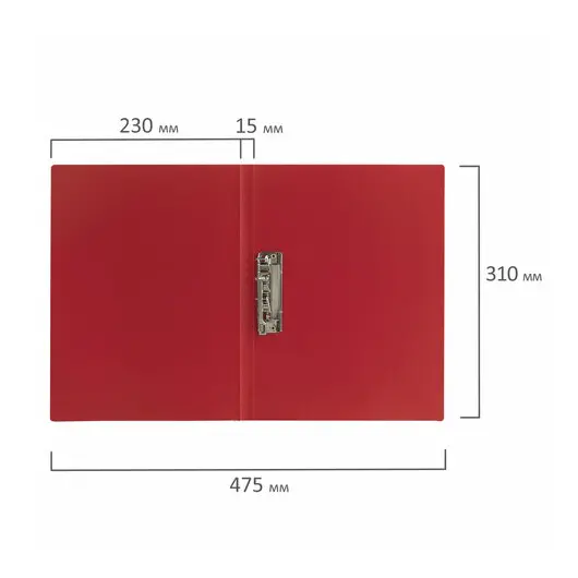 Папка с боковым металлическим прижимом STAFF, красная, до 100 листов, 0,5 мм, 229234, фото 8