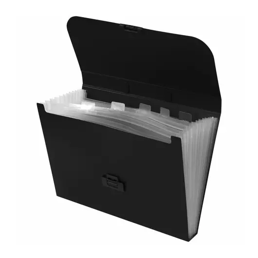 Портфель пластиковый STAFF А4 (330х235х36 мм), 7 отделений, индексные ярлыки, черный, 229243, фото 2