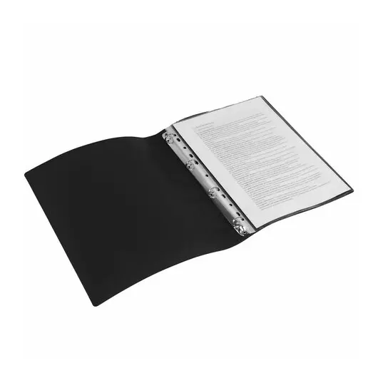 Папка на 4 кольцах STAFF, 30 мм, черная, до 250 листов, 0,5 мм, 229219, фото 6