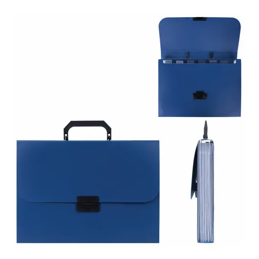Портфель пластиковый STAFF А4 (330х235х36 мм), 7 отделений, индексные ярлыки, синий, 229242, фото 6