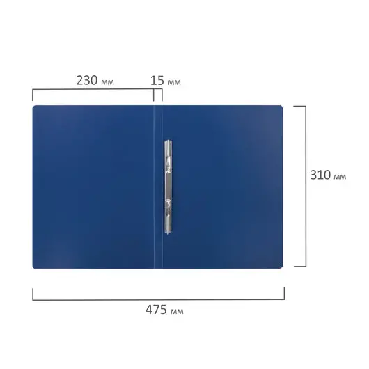 Папка с металлическим скоросшивателем STAFF, синяя, до 100 листов, 0,5 мм, 229224, фото 9
