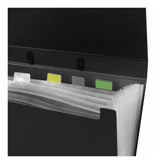 Портфель пластиковый STAFF А4 (330х235х36 мм), 7 отделений, индексные ярлыки, черный, 229243, фото 3