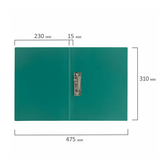 Папка с боковым металлическим прижимом STAFF, зеленая, до 100 листов, 0,5 мм, 229235, фото 8