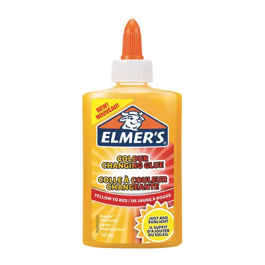 Клей для слаймов канцелярский меняющий цвет ELMERS Colour Changing Glue, 147мл,желт на красн,2109498, фото 1