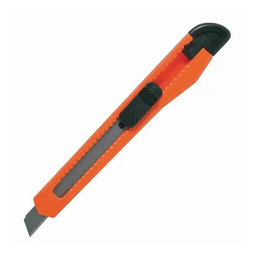 Нож канцелярский 9 мм STAFF, фиксатор, цвет корпуса ассорти, упаковка с европодвесом, 230484, фото 1