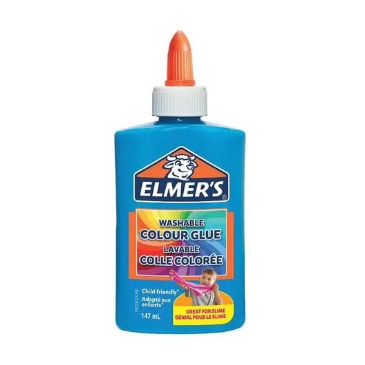 Клей для слаймов канцелярский цветной (непрозрачный) ELMERS Opaque Glue, 147 мл, синий, 2109500, фото 1