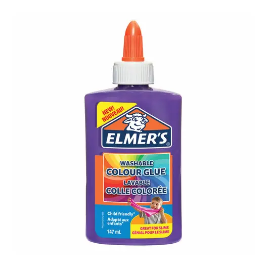 Клей для слаймов канцелярский цветной (непрозрачный) ELMERS Opaque Glue, 147 мл, фиолетовый,2109502, фото 1