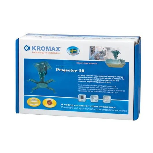 Кронштейн для проекторов потолочный KROMAX PROJECTOR-10, 3 степени свободы, высота 15,5 см, 20 кг, 20037, фото 4