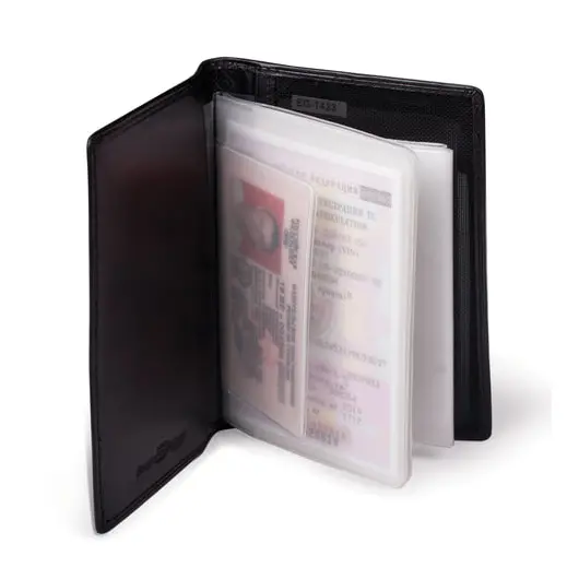 Бумажник водителя SERGIO BELOTTI, натуральная кожа, 6 пластиковых карманов, черный, 1423, фото 2