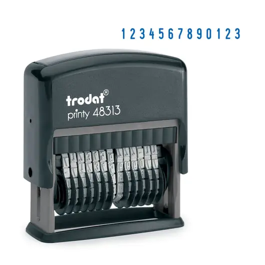 Нумератор 13-разрядный, оттиск 42х3,8 мм, синий, TRODAT 48313, корпус черный, 53198, фото 1