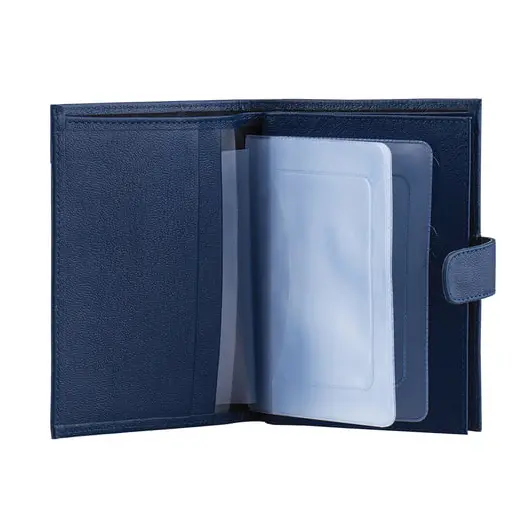 Бумажник водителя FABULA &quot;Largo&quot;, натуральная кожа, тиснение, 6 пластиковых карманов, кнопка, синий, BV.8.LG, фото 2