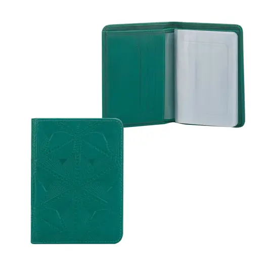 Бумажник водителя FABULA &quot;Abstraction&quot;, натуральная кожа, тиснение, 6 пластиковых карманов, зеленый, BV.50.SE, фото 1