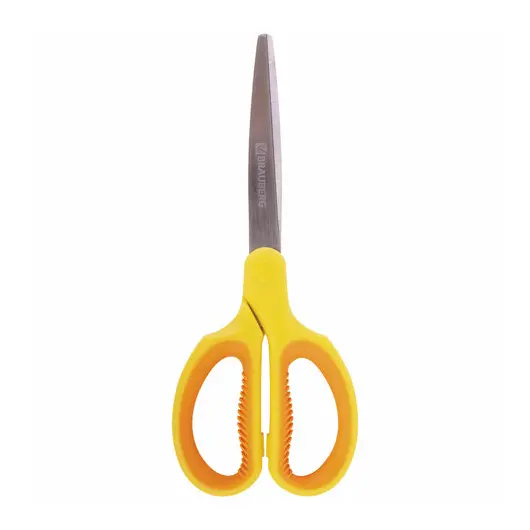 Ножницы BRAUBERG &quot;Extra&quot; 185 мм, классической формы, ребристые резиновые вставки, оранжево-желтые, 236451, фото 1