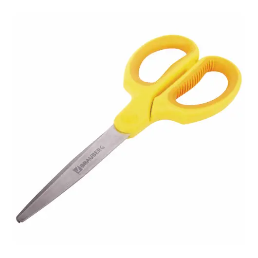 Ножницы BRAUBERG &quot;Extra&quot; 185 мм, классической формы, ребристые резиновые вставки, оранжево-желтые, 236451, фото 2