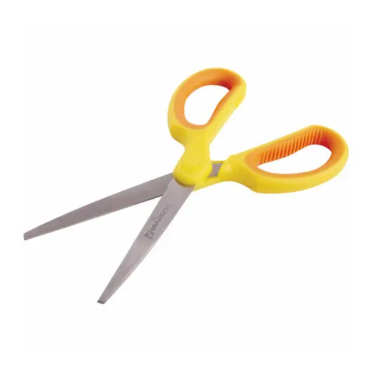 Ножницы BRAUBERG &quot;Extra&quot; 185 мм, классической формы, ребристые резиновые вставки, оранжево-желтые, 236451, фото 7