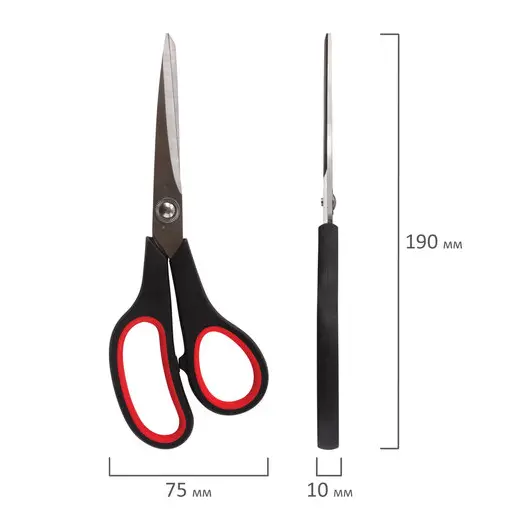 Ножницы ГВАРДИЯ &quot;Soft Grip&quot;, 190 мм, резиновые вставки, чёрно-красные, 3-х сторонняя заточка, 236928, фото 6