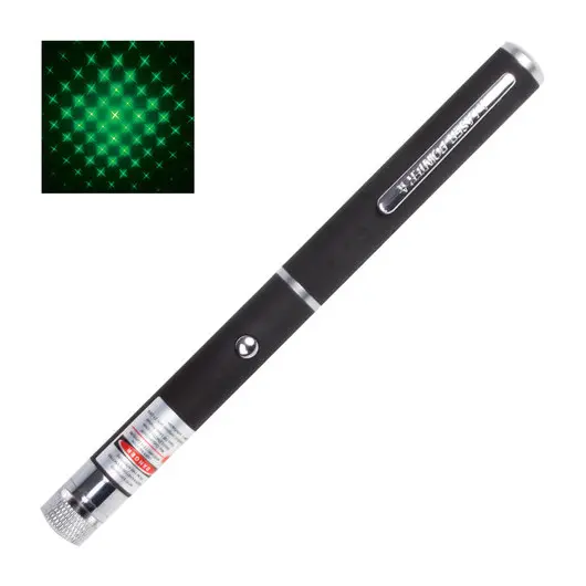 Указка лазерная, радиус 1000 м, зеленый луч, плюс 1 насадка, черный корпус, клип, футляр, TD-GP-20, фото 1