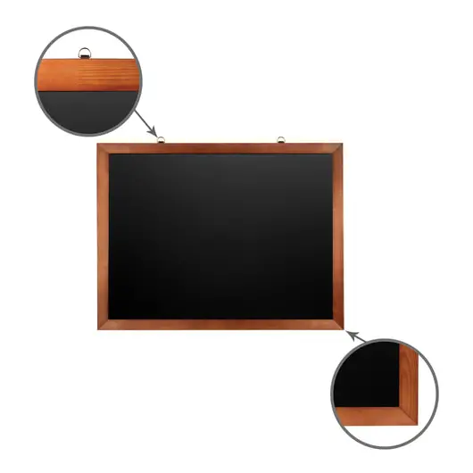 Доска для мела магнитная (60х90 см), черная, деревянная окрашенная рамка, BRAUBERG, 236891, фото 1