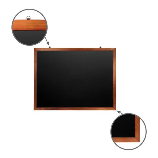 Доска для мела магнитная (90х120 см), черная, деревянная окрашенная рамка, BRAUBERG, 236893, фото 1
