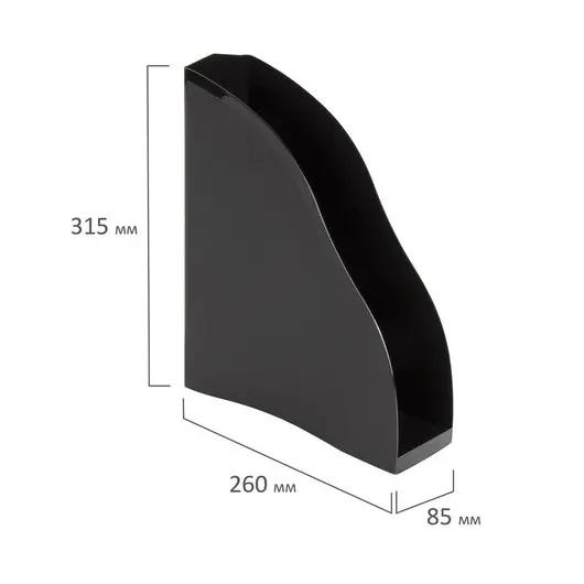 Лоток вертикальный для бумаг BRAUBERG &quot;Cosmo&quot; (260х85х315 мм), черный, 237006, фото 5