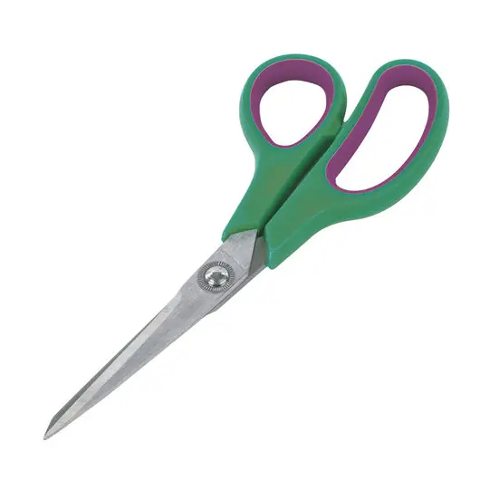 Ножницы БИЗНЕСМЕНЮ &quot;Soft Grip&quot;, 190 мм, резиновые вставки, зелено-фиолетовые, 3-х сторонняя заточка, 236930, фото 2