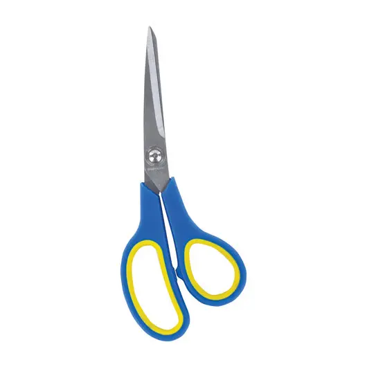 Ножницы ОФИСБУРГ &quot;Soft Grip&quot;, 190 мм, резиновые вставки, сине-жёлтые, 3-х стороняя заточка, 236929, фото 1