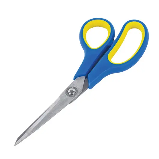 Ножницы ОФИСБУРГ &quot;Soft Grip&quot;, 190 мм, резиновые вставки, сине-жёлтые, 3-х стороняя заточка, 236929, фото 2
