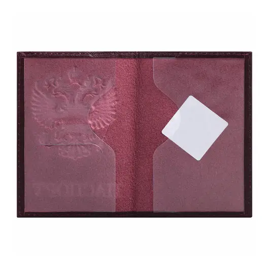 Обложка для паспорта натуральная кожа &quot;Virginia&quot;, &quot;Герб&quot;, темно-бордовая, BRAUBERG, 237199, фото 2