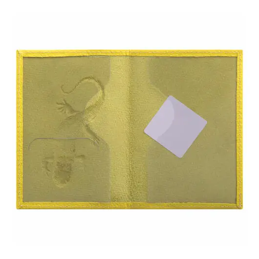 Обложка для паспорта натуральная кожа плетенка, с ящерицей, желтая, STAFF, 237205, фото 2