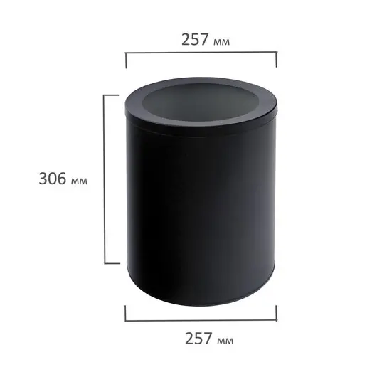 Корзина металлическая для мусора ТИТАН, 16 литров, цельная, черная, оцинкованная сталь, 416, фото 4
