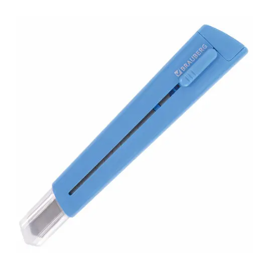 Нож канцелярский 9 мм BRAUBERG &quot;Delta&quot;, автофиксатор, цвет корпуса голубой, блистер, 237086, фото 1