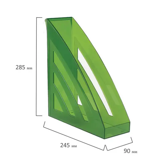 Лоток вертикальный для бумаг BRAUBERG &quot;Office style&quot;, 245х90х285 мм, тонированный зеленый, 237284, фото 7