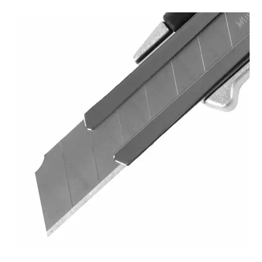 Нож канцелярский 18 мм BRAUBERG &quot;Metallic&quot;, роликовый фиксатор, резиновые вставки, металл, 237159, фото 5