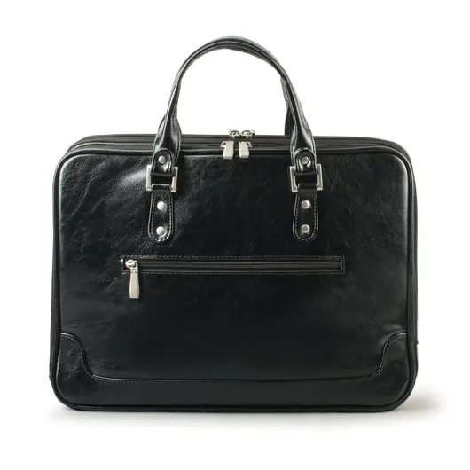Портфель-сумка женский, 38х27х10 см, 2 отделения, на молнии, искусственная кожа, черный, 8-100, фото 2