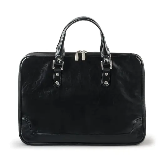 Портфель-сумка женский, 38х27х10 см, 2 отделения, на молнии, искусственная кожа, черный, 8-100, фото 1